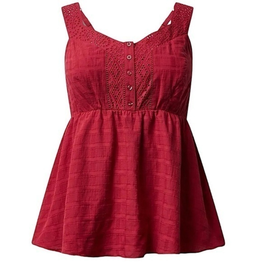 TORRID 100% Cotton Babydoll Windowpane Button Front Tank Top‎ NWT Size 1X